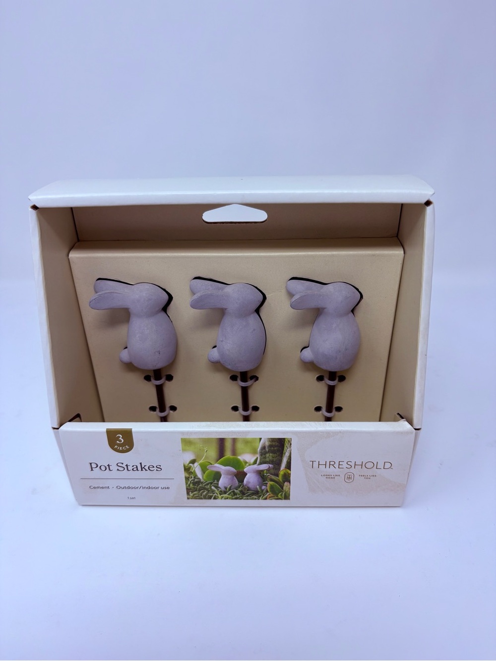 Threshold Cement Bunny Small Pot Stakes - Set of 3